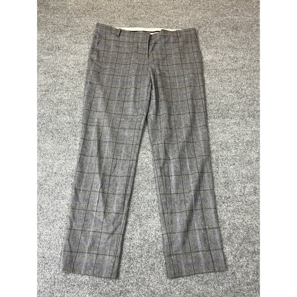 Y2K Academia Retro Pants 10 Check Plaid Trousers Wool Blend Collegiate Office - Picture 1 of 13